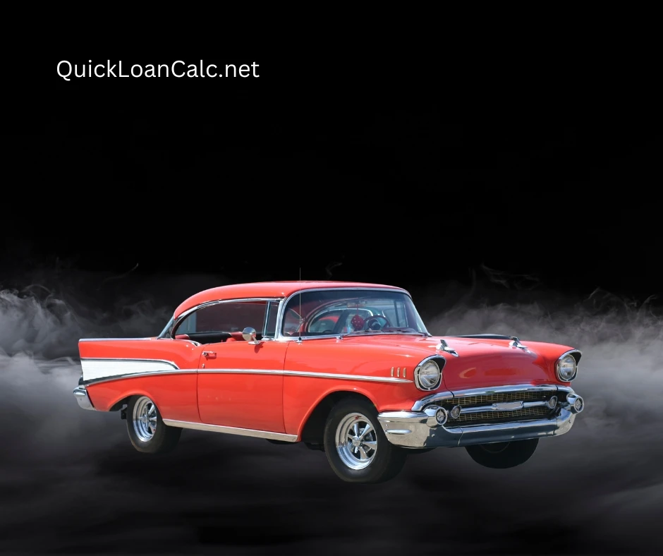 Car loan calculator tool showing $125,000 vehicle financing example and payment calculation