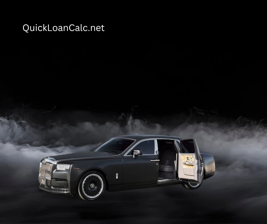 Car loan calculator tool showing $600,000 vehicle financing example and payment calculation