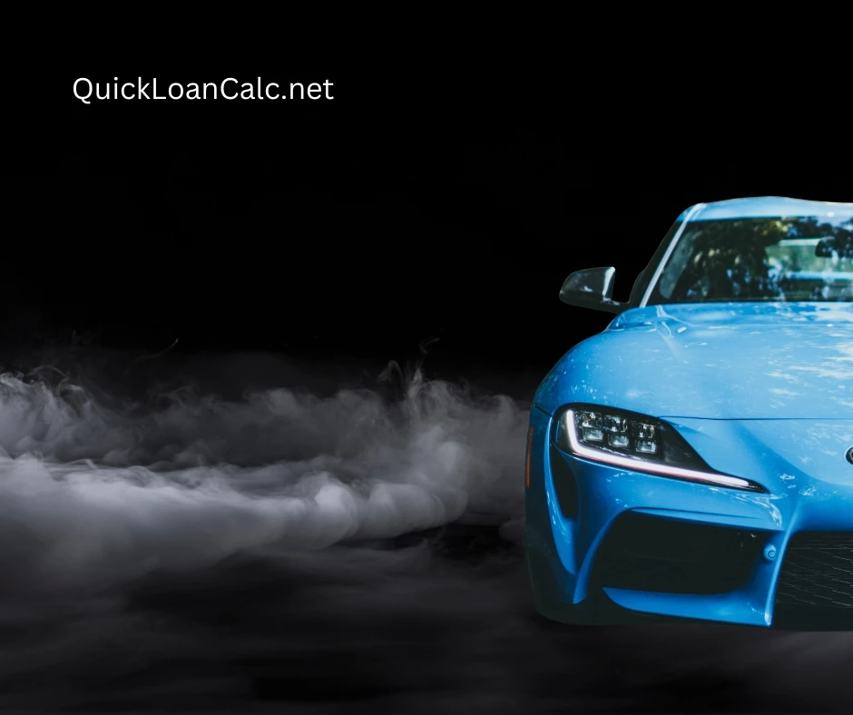 Car loan calculator tool showing $65,000 vehicle financing example and payment calculation